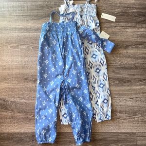 NWT Toddler Girl Rompers and Headband Set